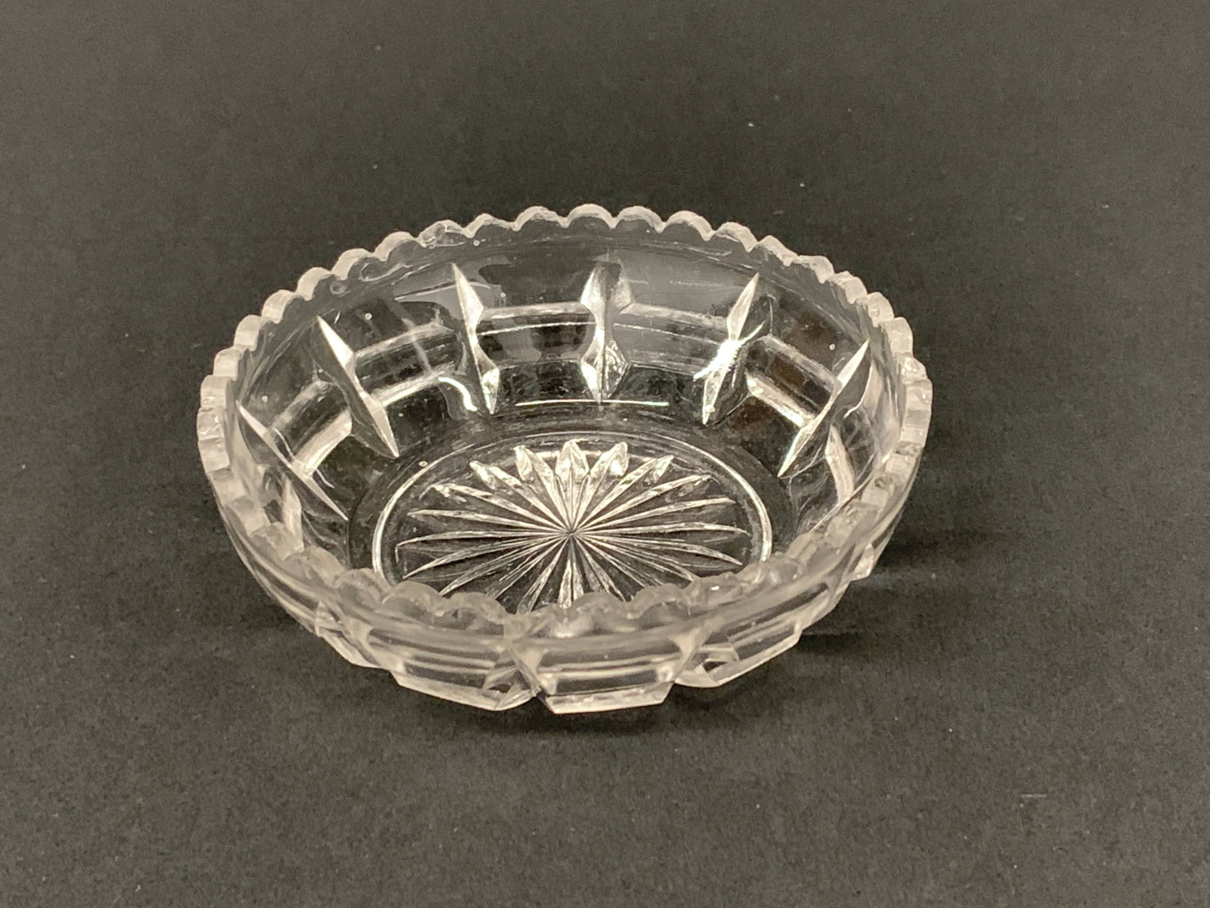Crystal Glass- Diamond Pattern - Mid Century Condiment Bowl