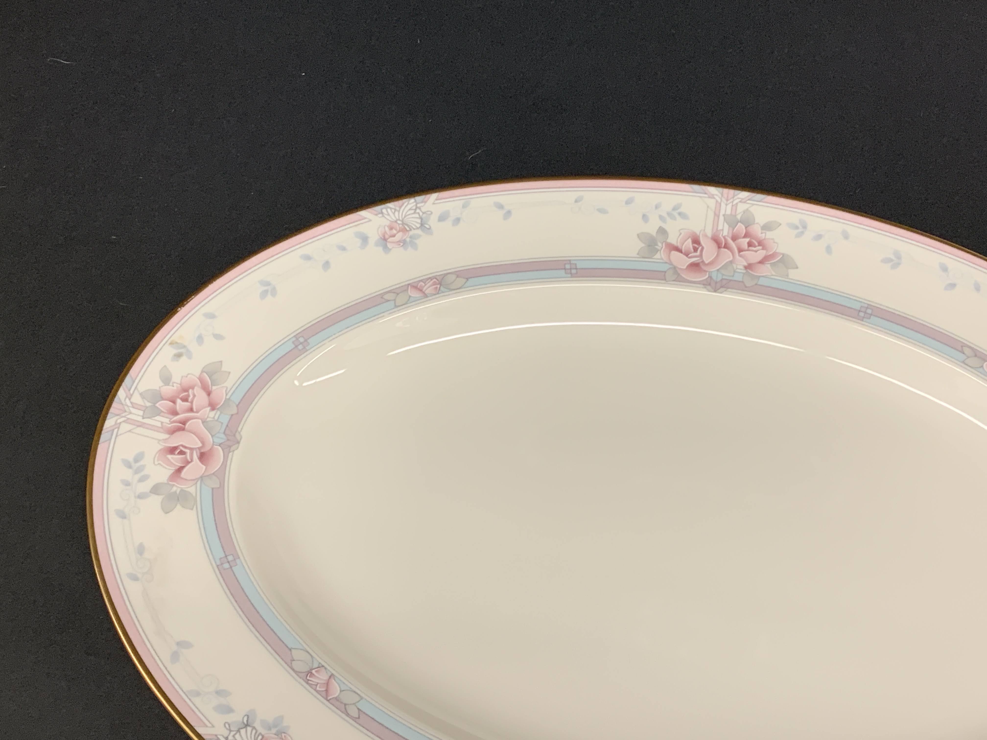 Noritake Magnificence - Porcelain Fine China - Ivory Pink Color Gold Band - Oval Platter 12 to 15"