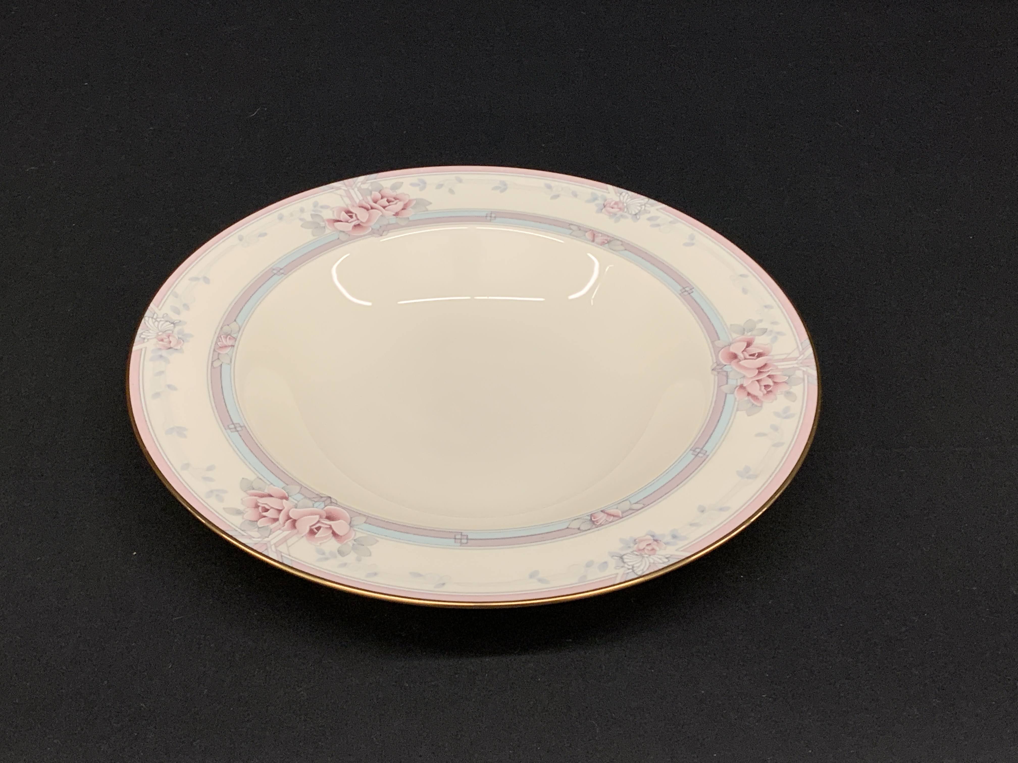 Noritake Magnificence Pattern - Porcelain Fine China - Ivory Pink Color Gold Band - Round Vegetable Bowl