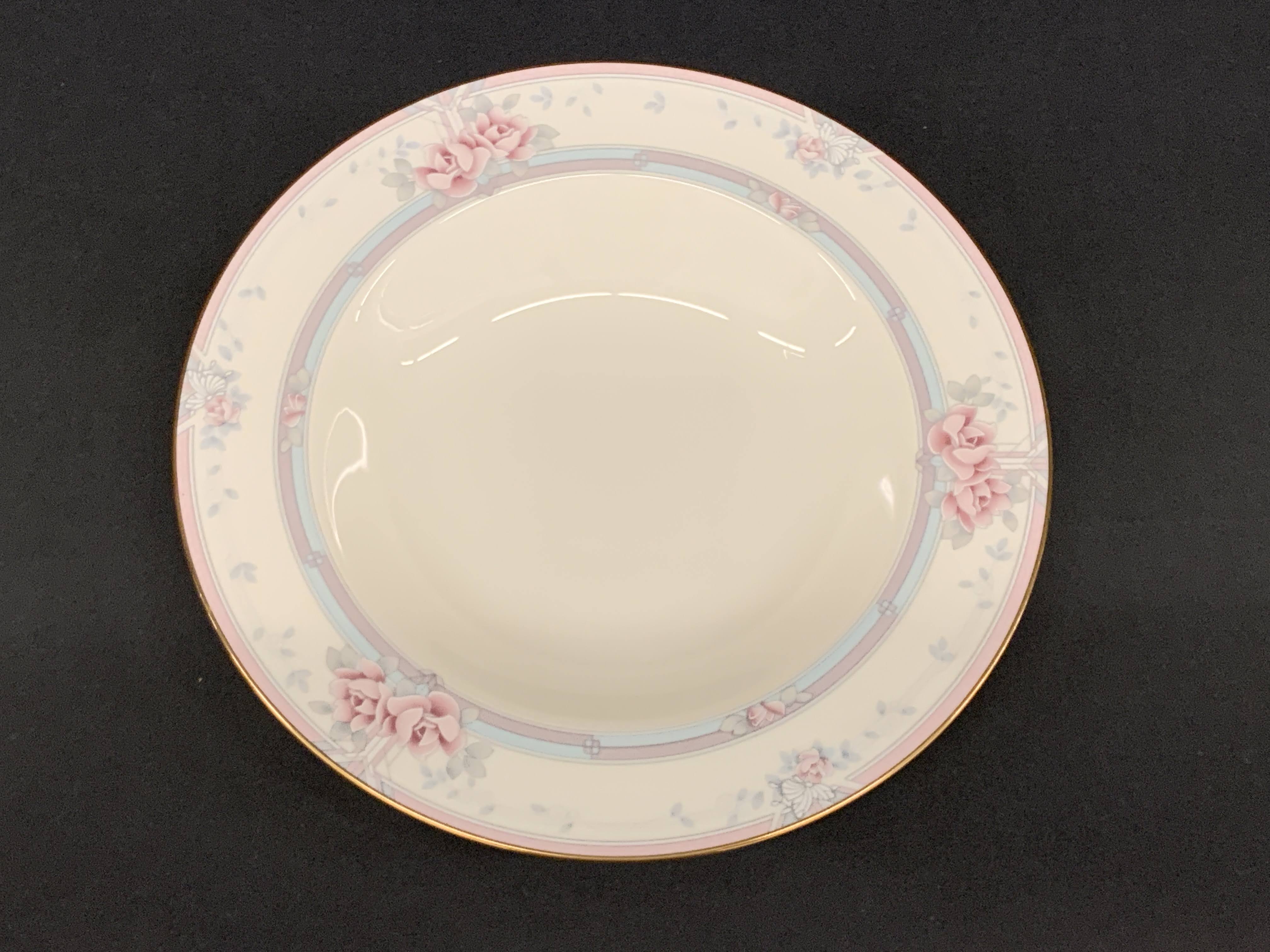 Noritake Magnificence Pattern - Porcelain Fine China - Ivory Pink Color Gold Band - Round Vegetable Bowl
