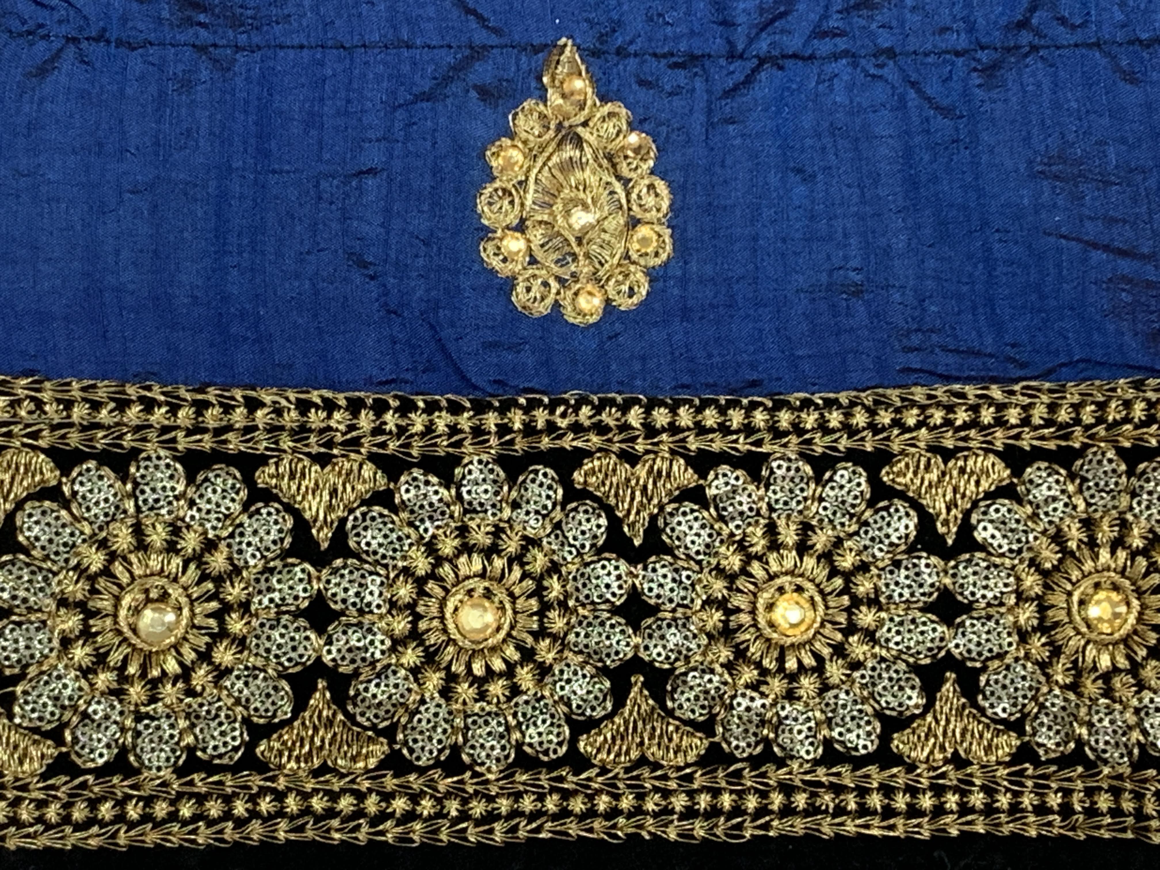Royal Blue Color - Semi Silk Saree , Gold Silver Zari Embroidered, Rich Sequin Design