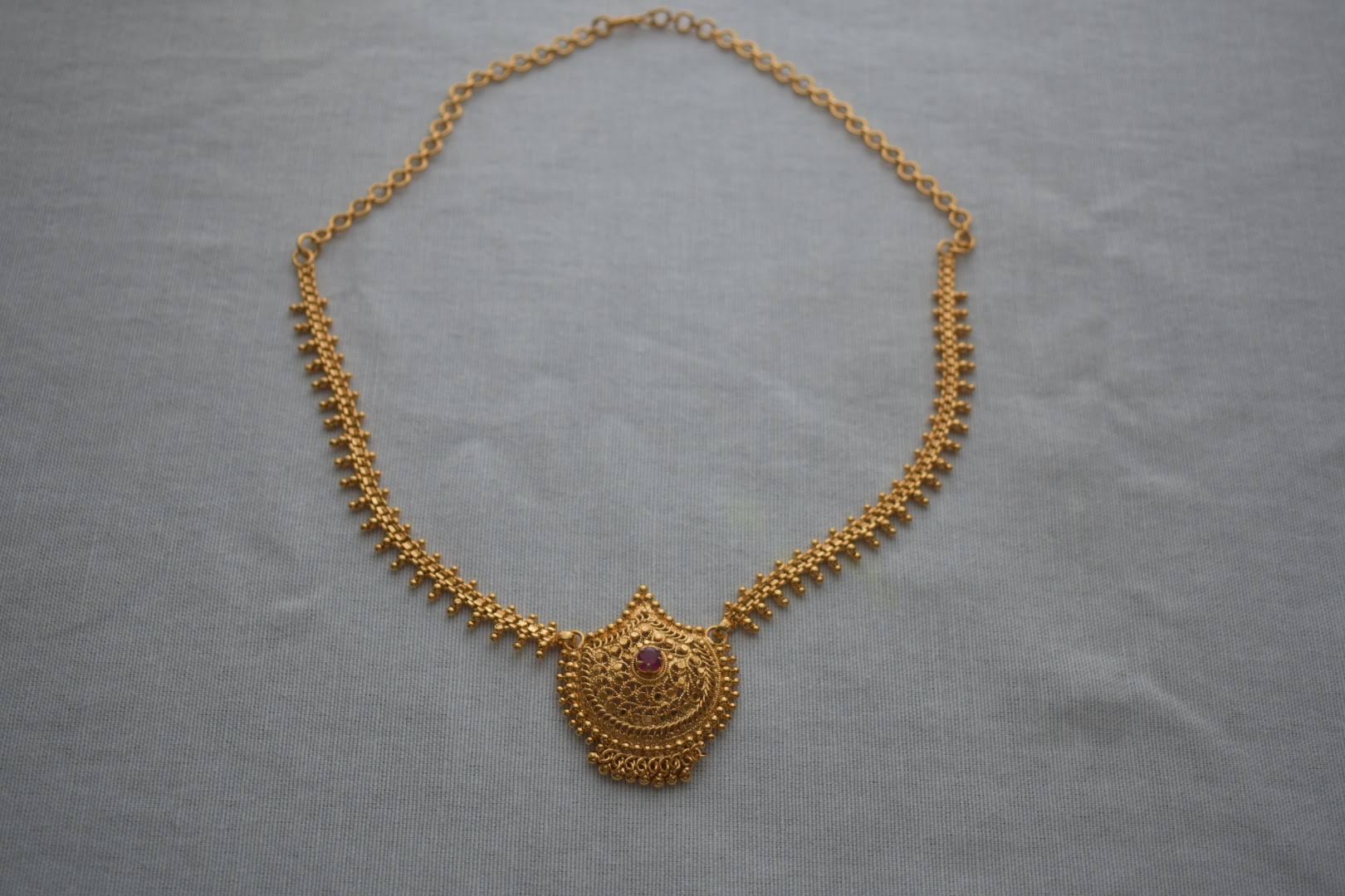 Gold Plated - Temple Jewelry - Short Necklace Set - Gold Plated Beads