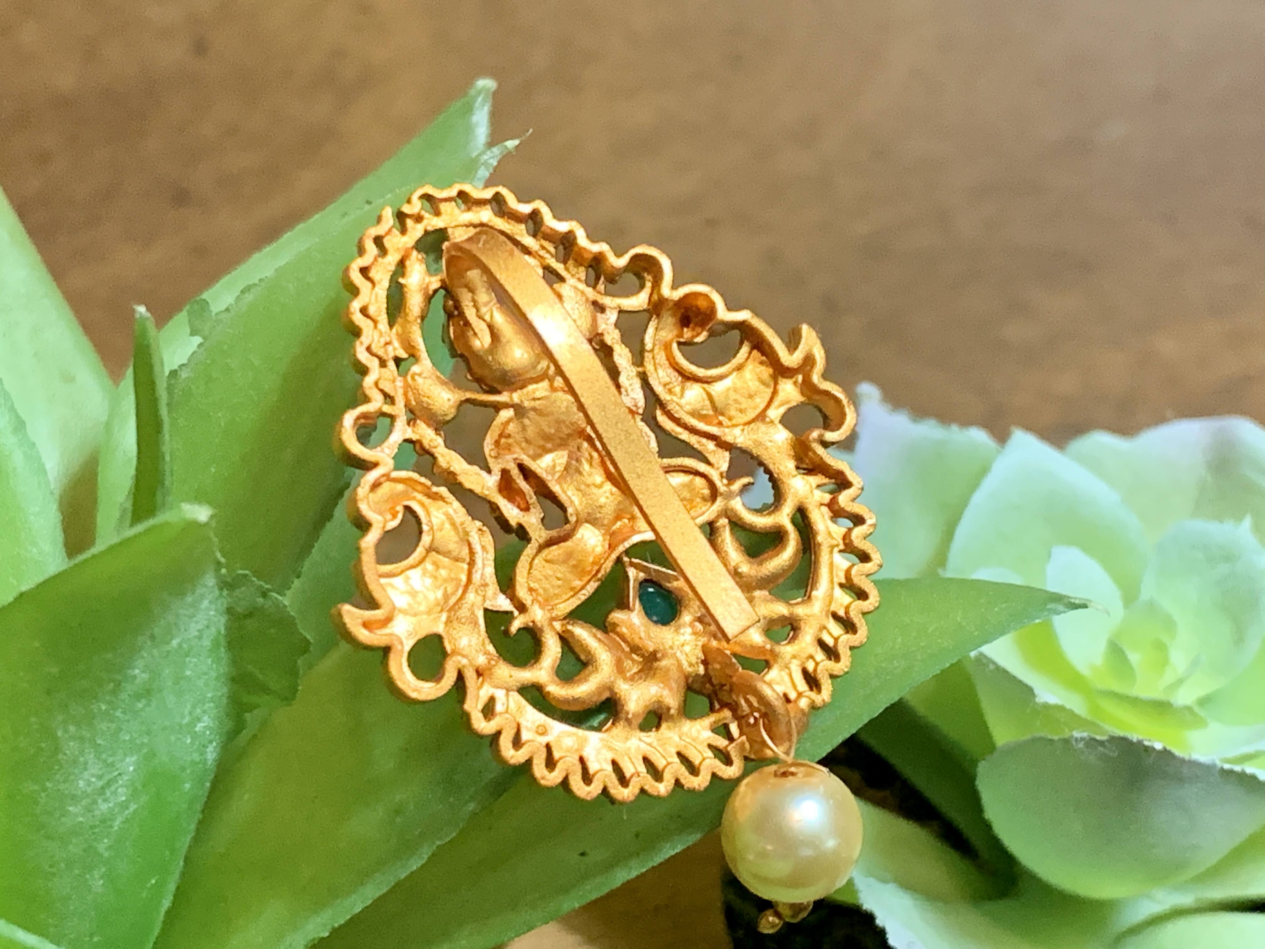 Goddess Lakshmi - Temple Jewelry - Hair Clip- Jewel Stone Studded