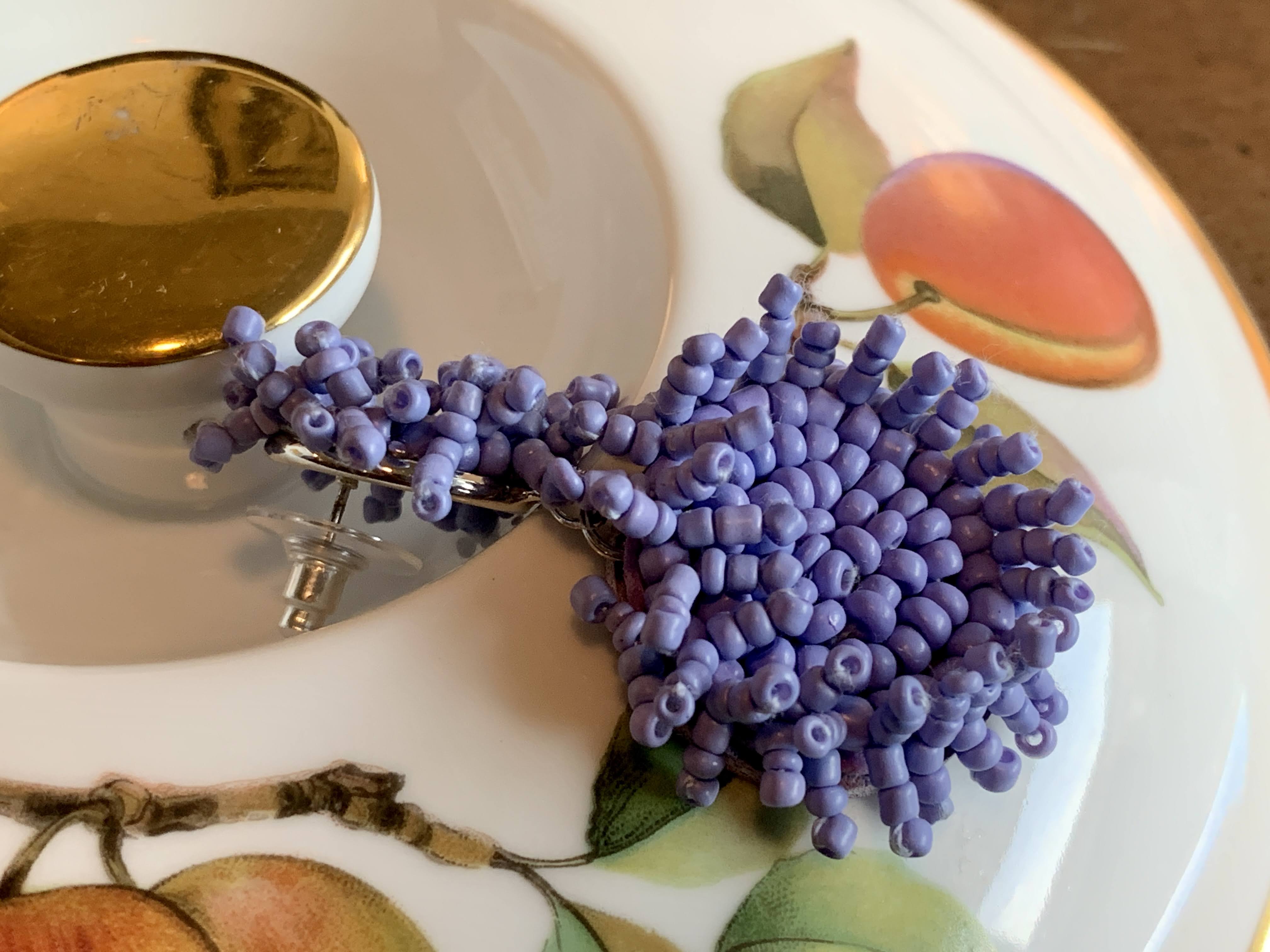 Purple Lilac Color - Mini Glass Bead Fashion Earrings
