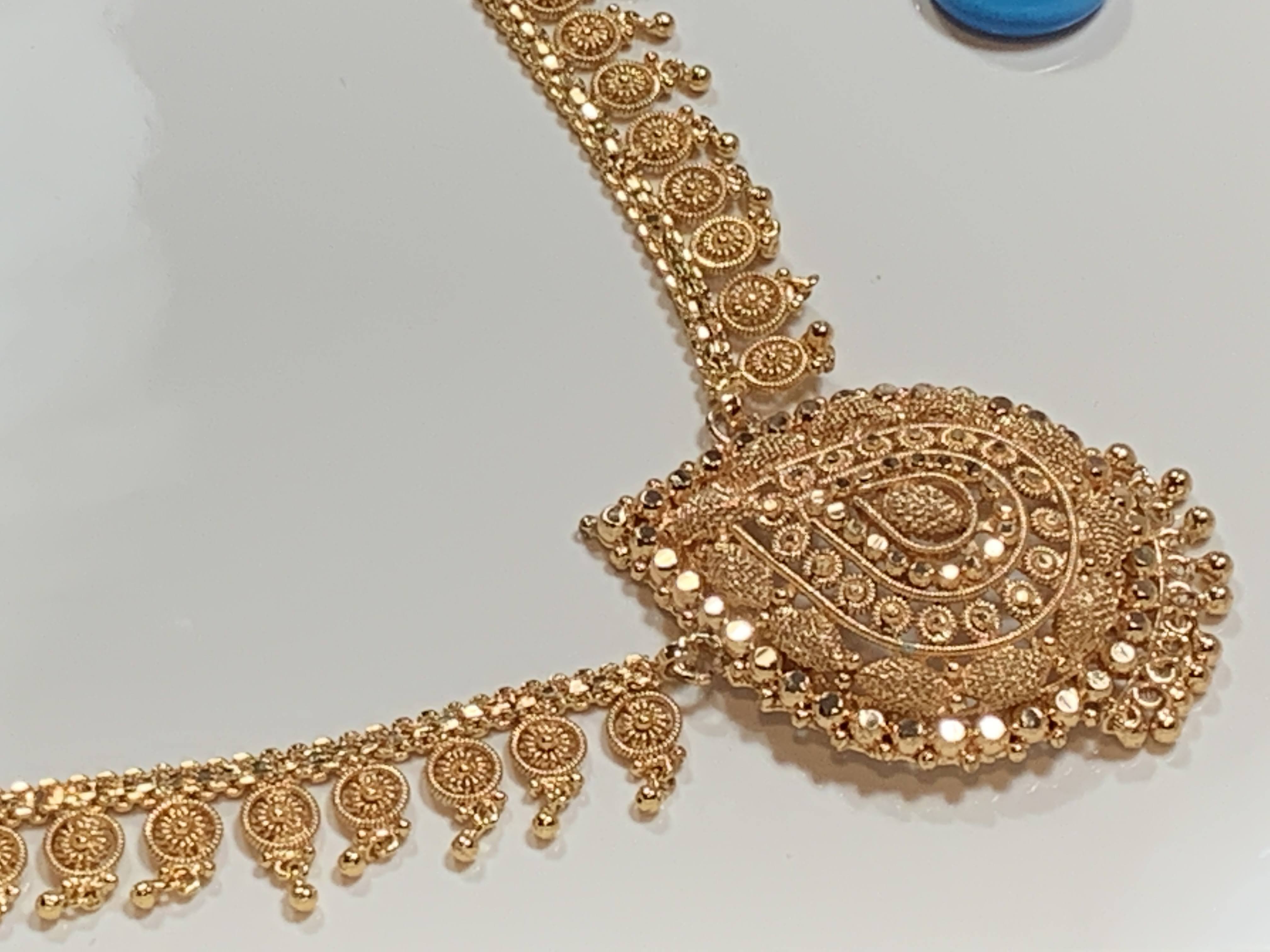 Gold Plated - Temple Jewelry - Long Necklace with Pendant - 1 gram gold plated