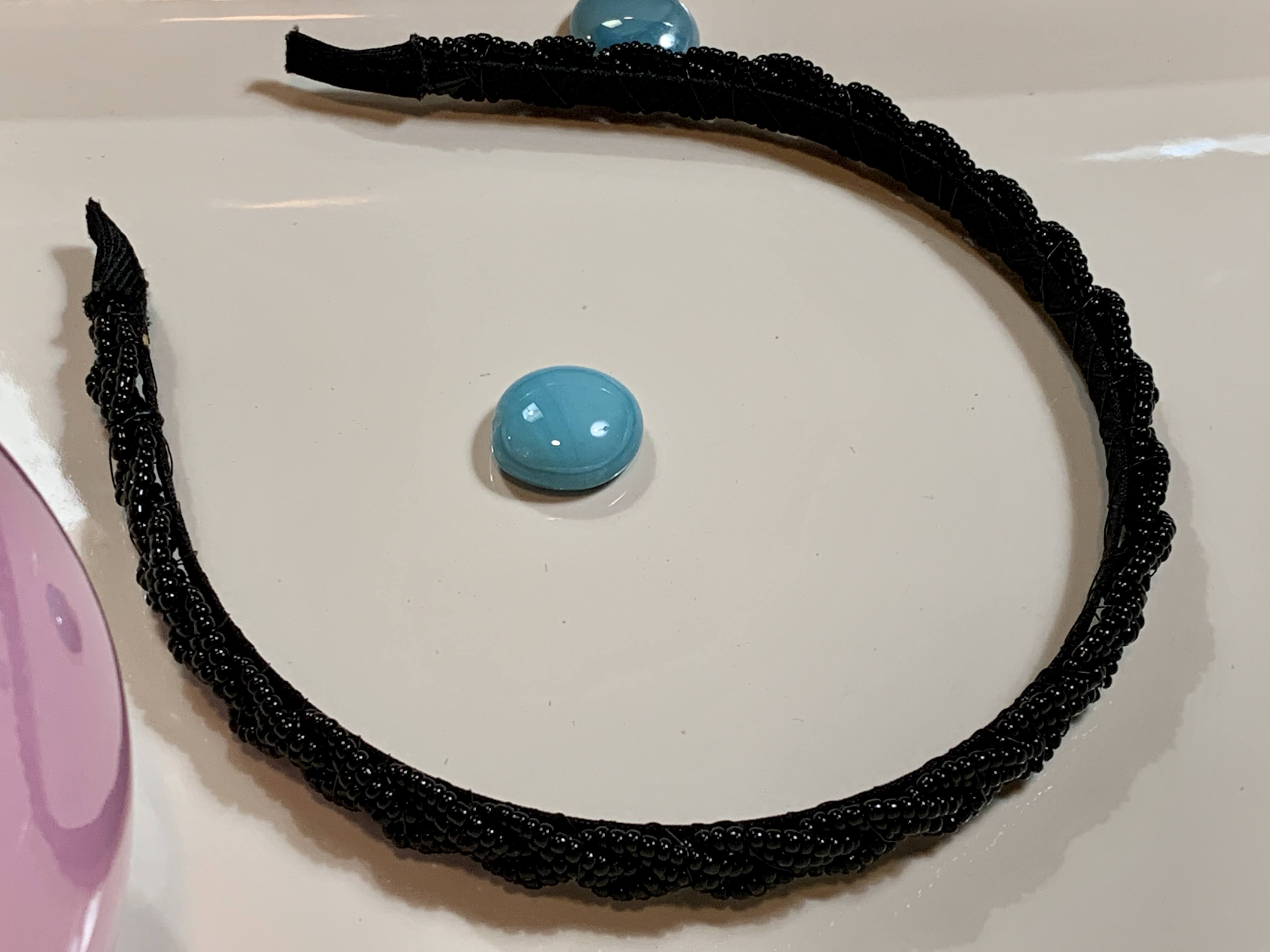 Glass Beads Headband - Black Color