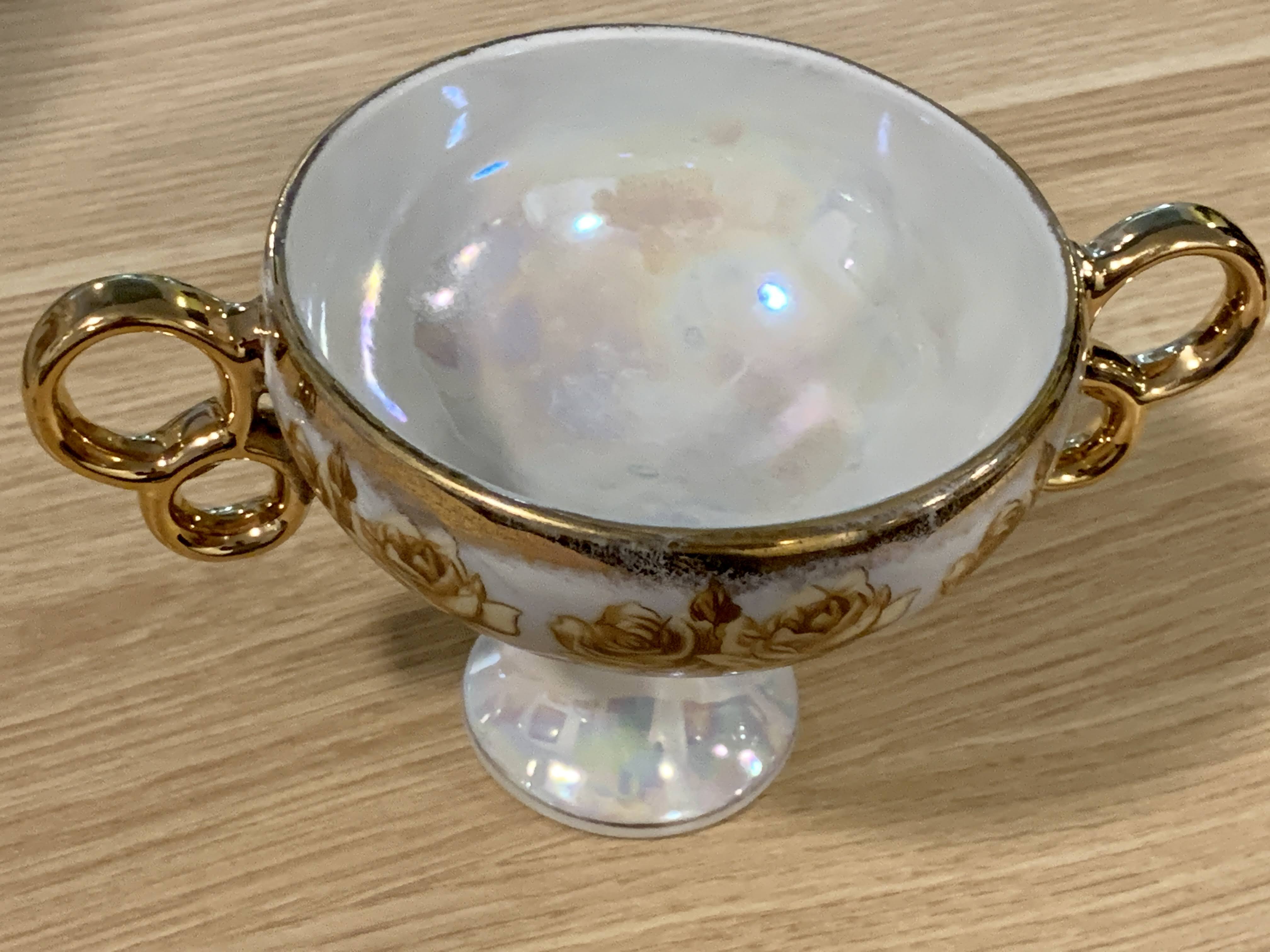 Moonstone Pearl Color - Porcelain Fine China - Authentic and Rare Floral Pattern Japanese Cup - Home Decor