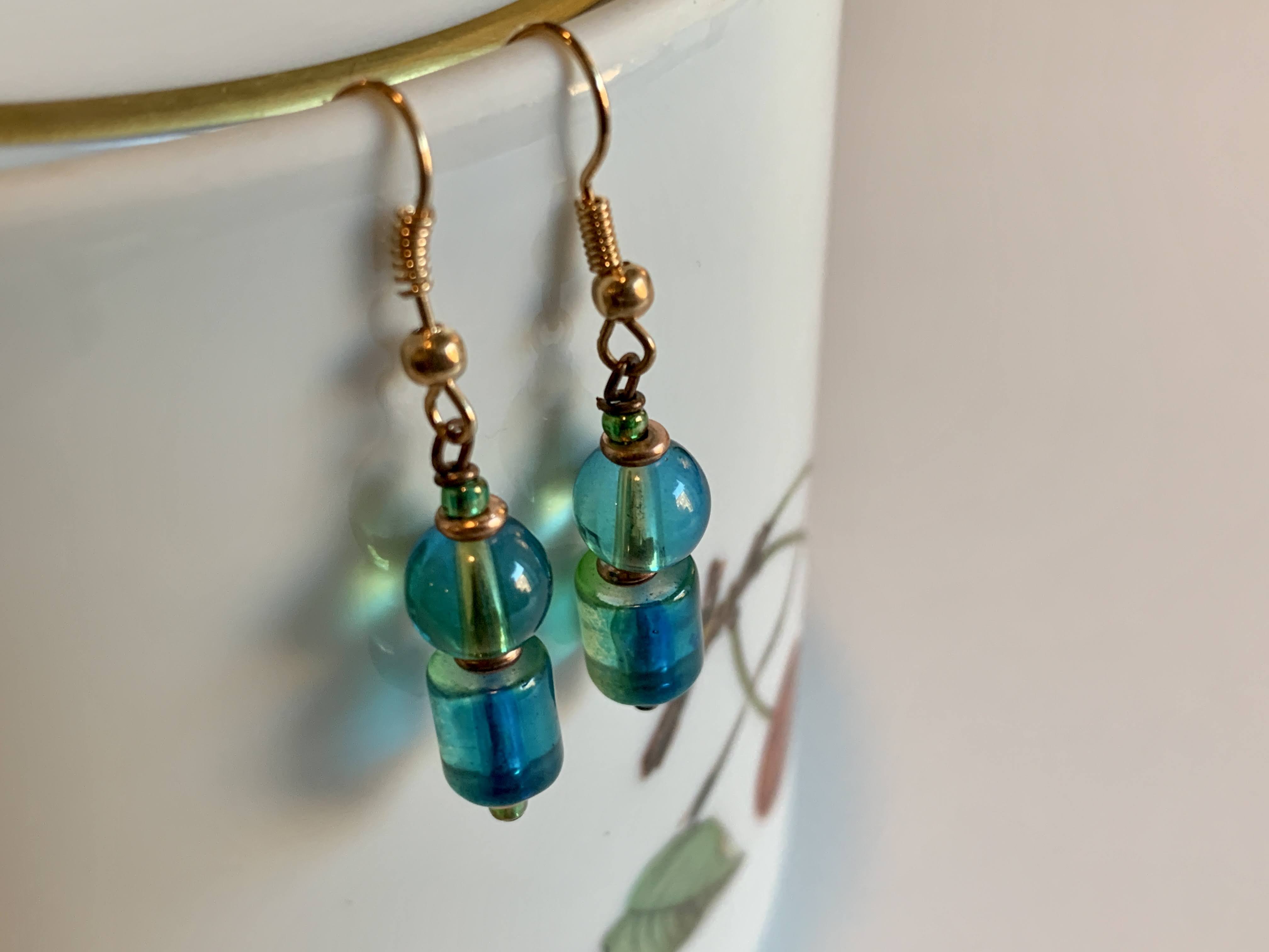 Blue Color - Glass Bead - Earrings