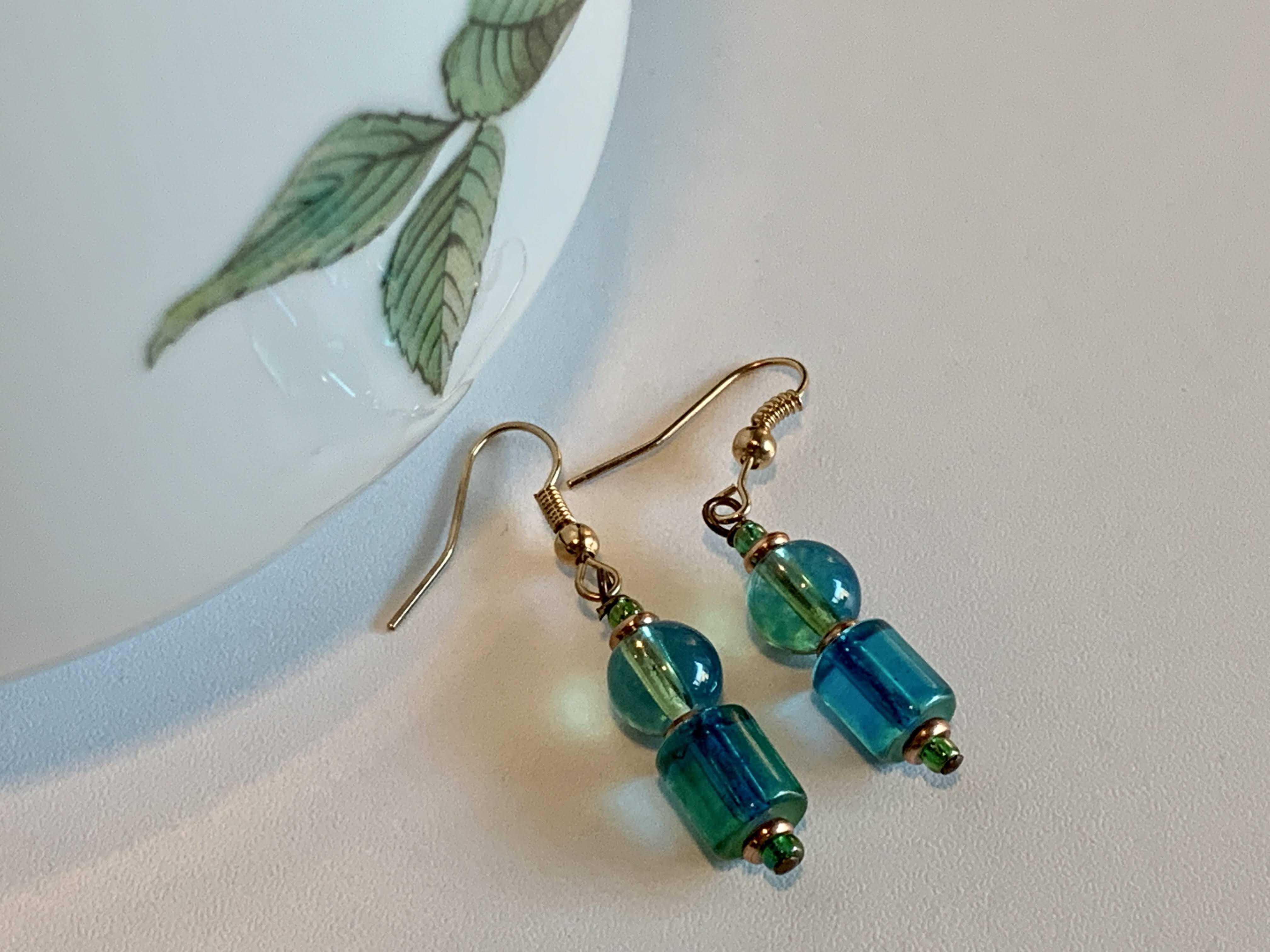 Blue Color - Glass Bead - Earrings