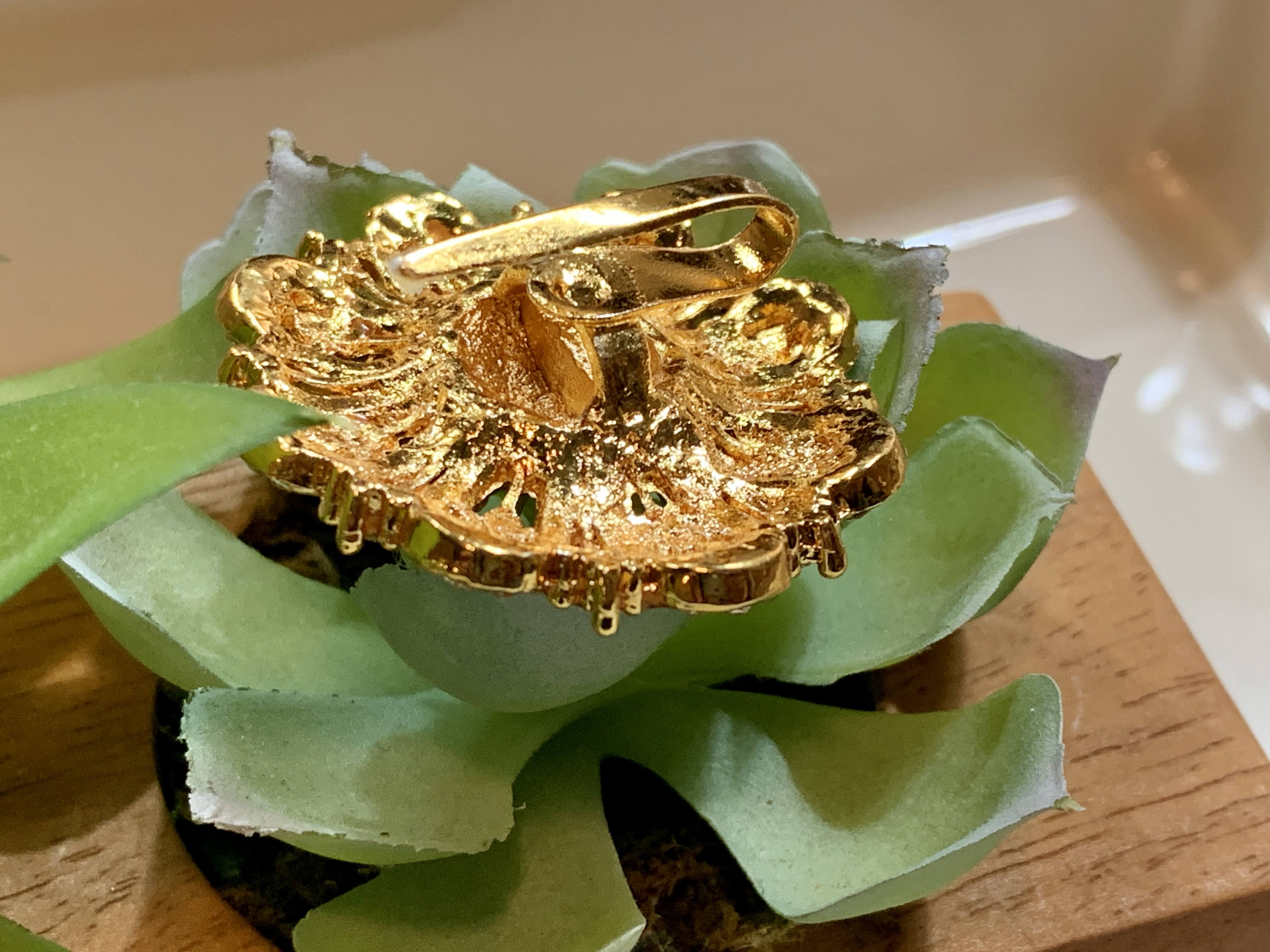 Gold Plated - Temple Jewelry - Hair Clip - Jewel Stone Studded - 1.1/2"