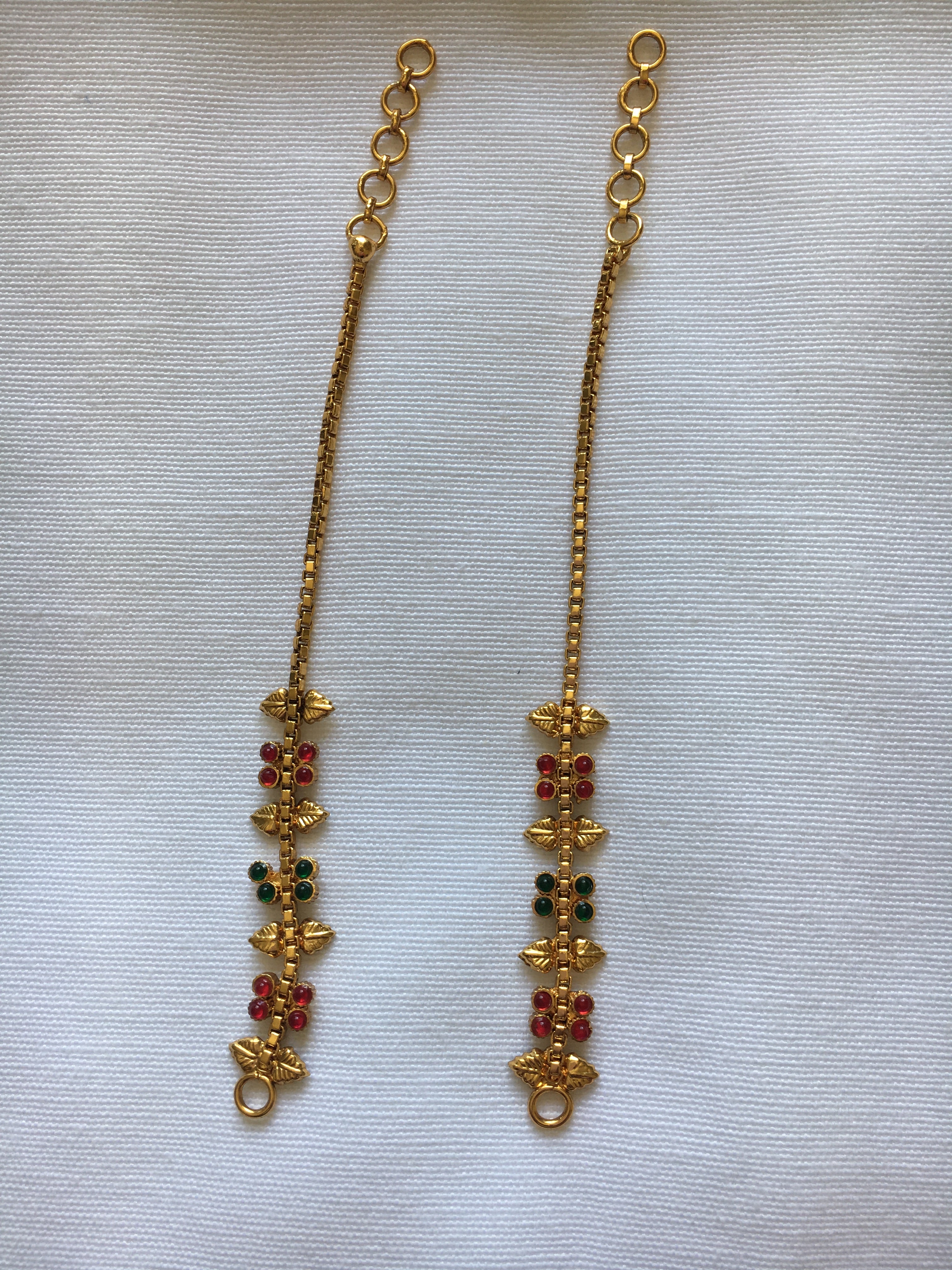 Gold Plated Earring Chain - Temple Jewelry - Kemp StoneEnamel Studded design