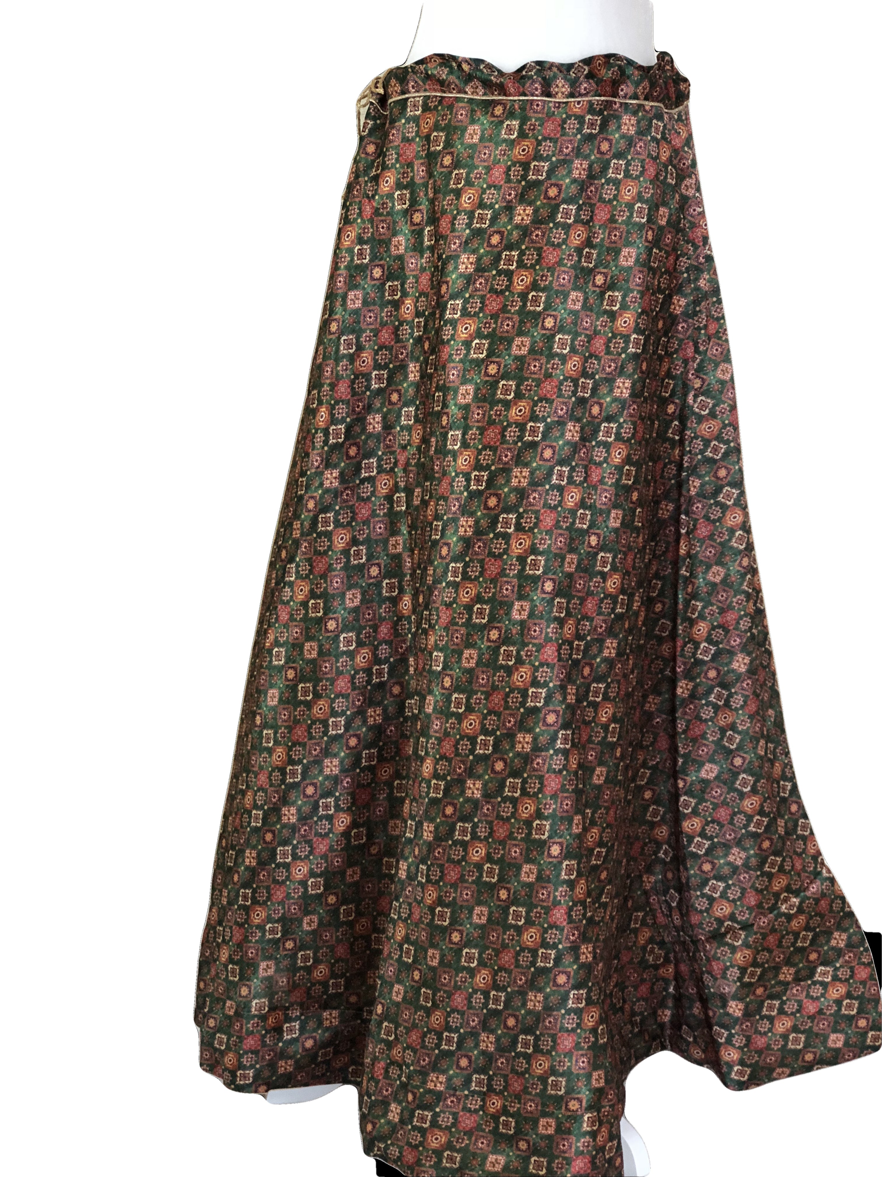 Green Color - Silk Lehenga Skirt  - Digital Printed