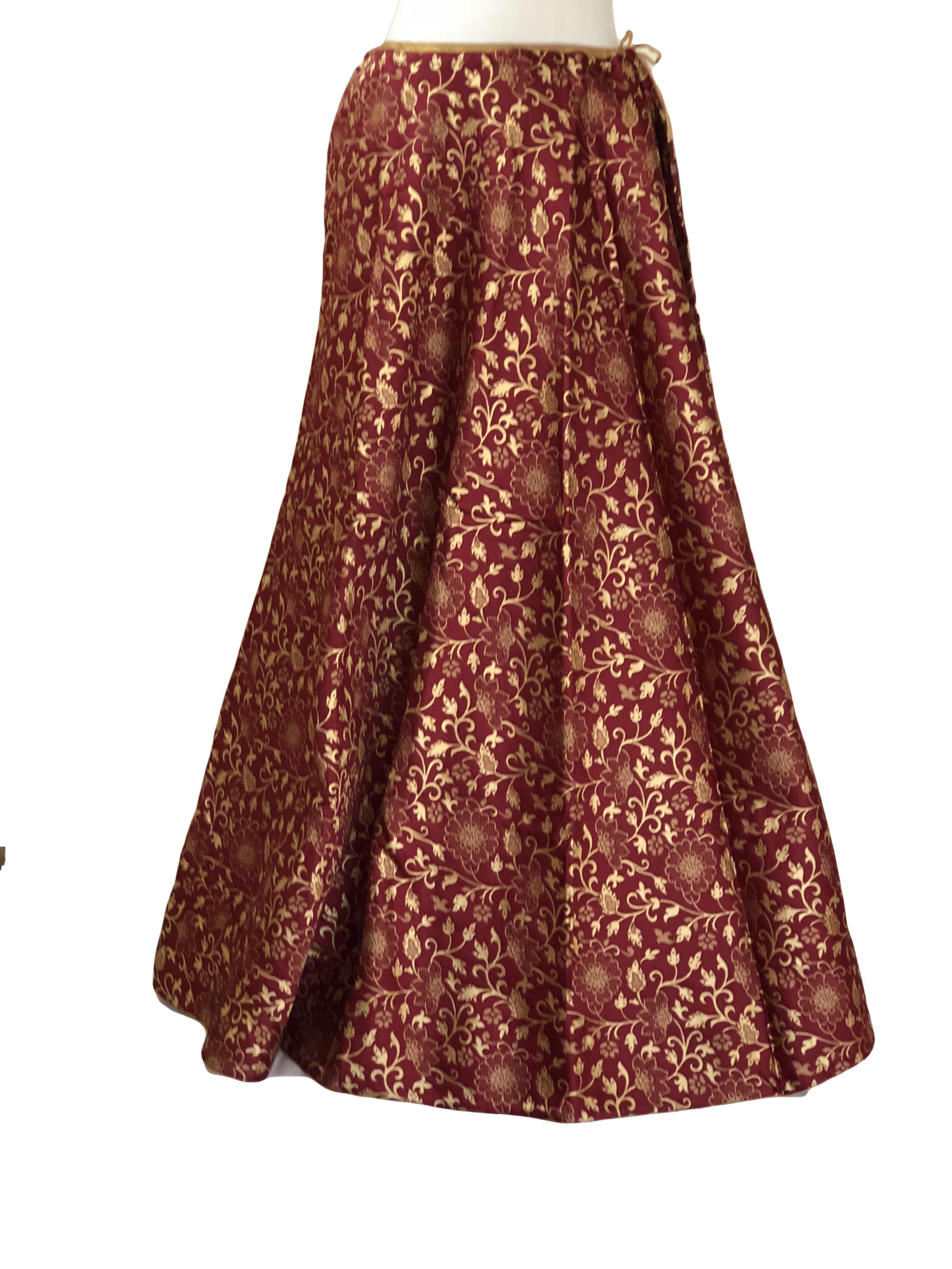 Maroon Color - Pure Silk Brocade Woven Lehenga Skirt