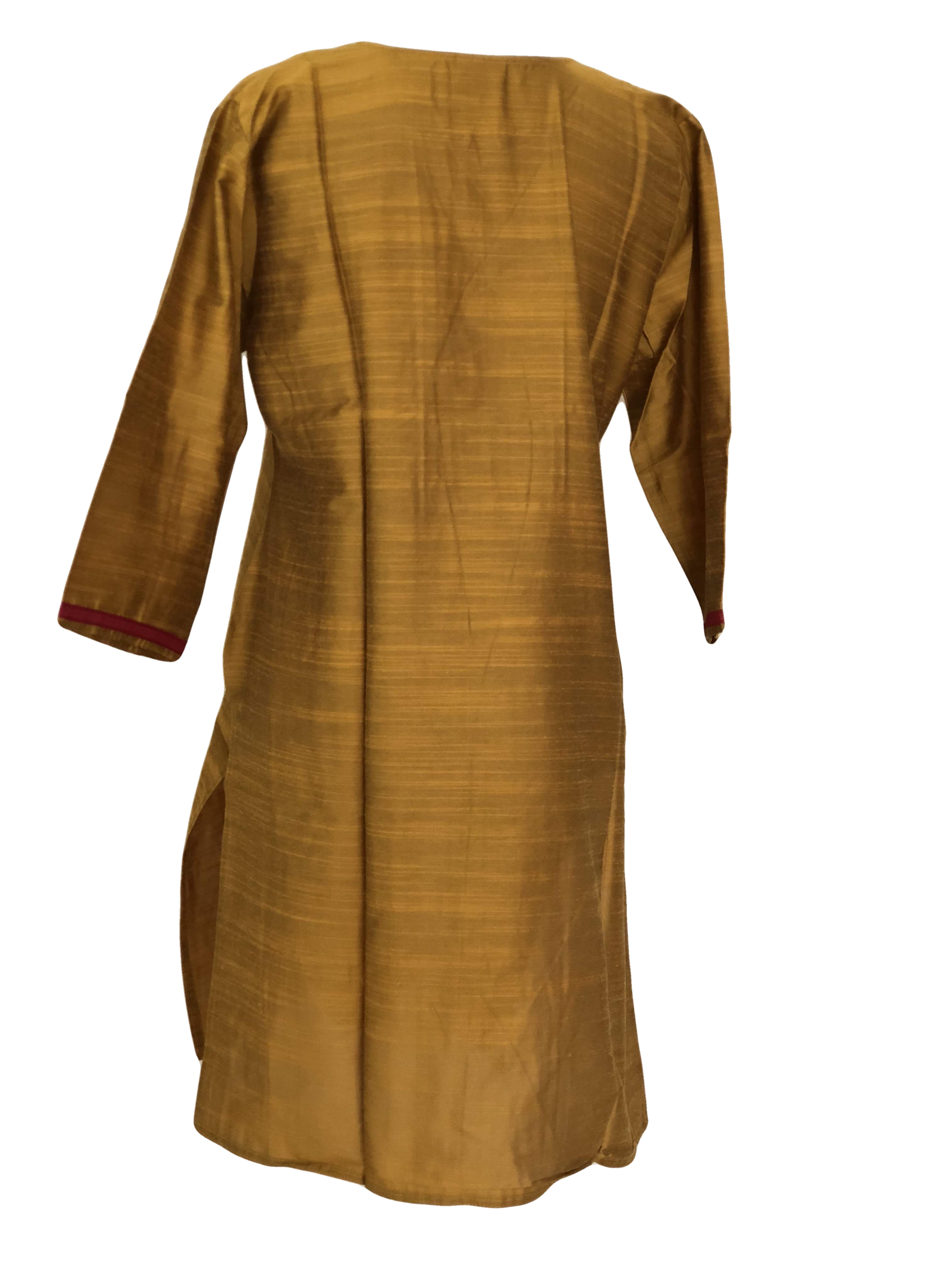 Yellow Gold Color - Pure Raw Silk Kurti Size Small/Medium - 30/32