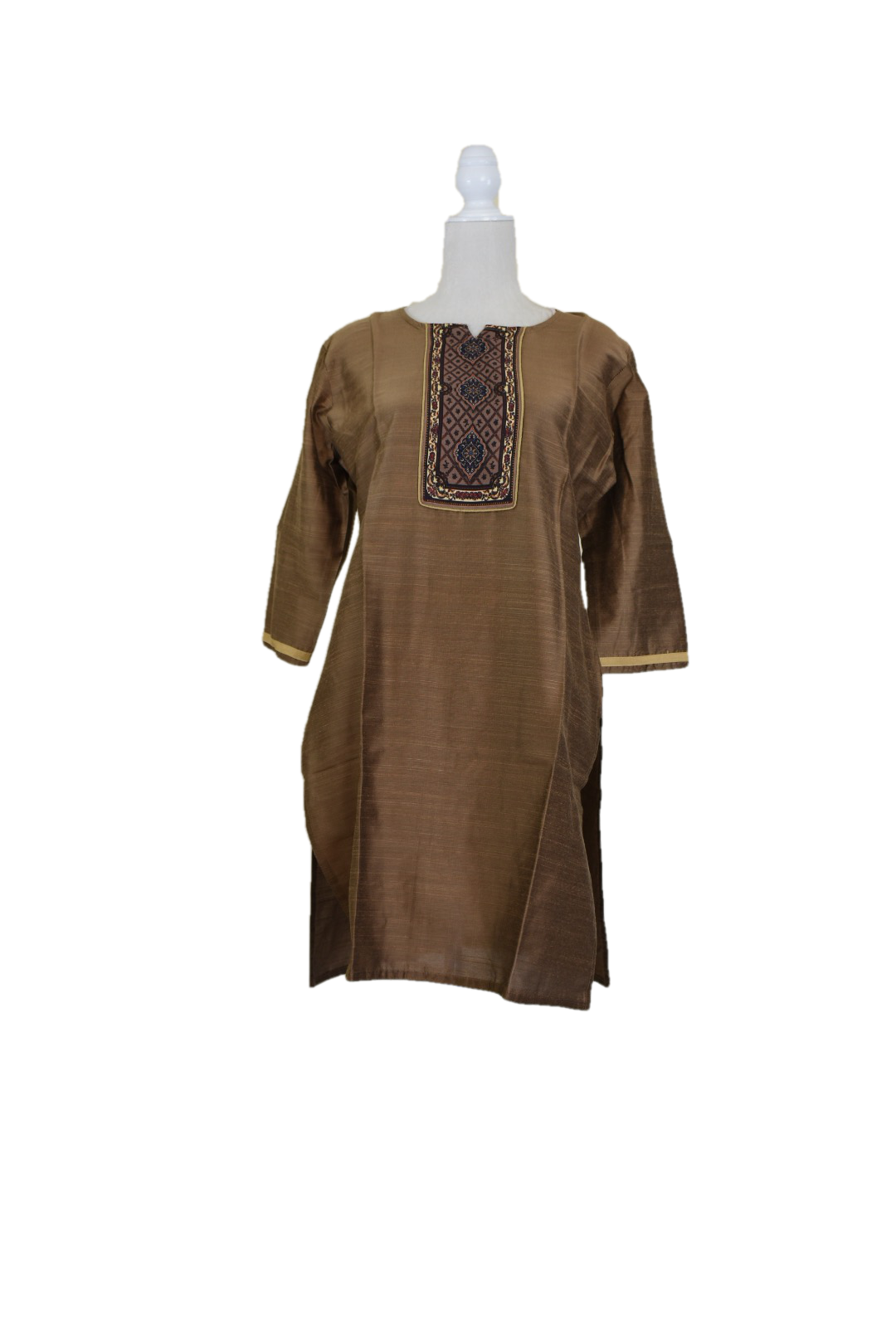 Rust Brown Color - Pure Raw Silk Kurti TunicSize Small/Medium - 30/32