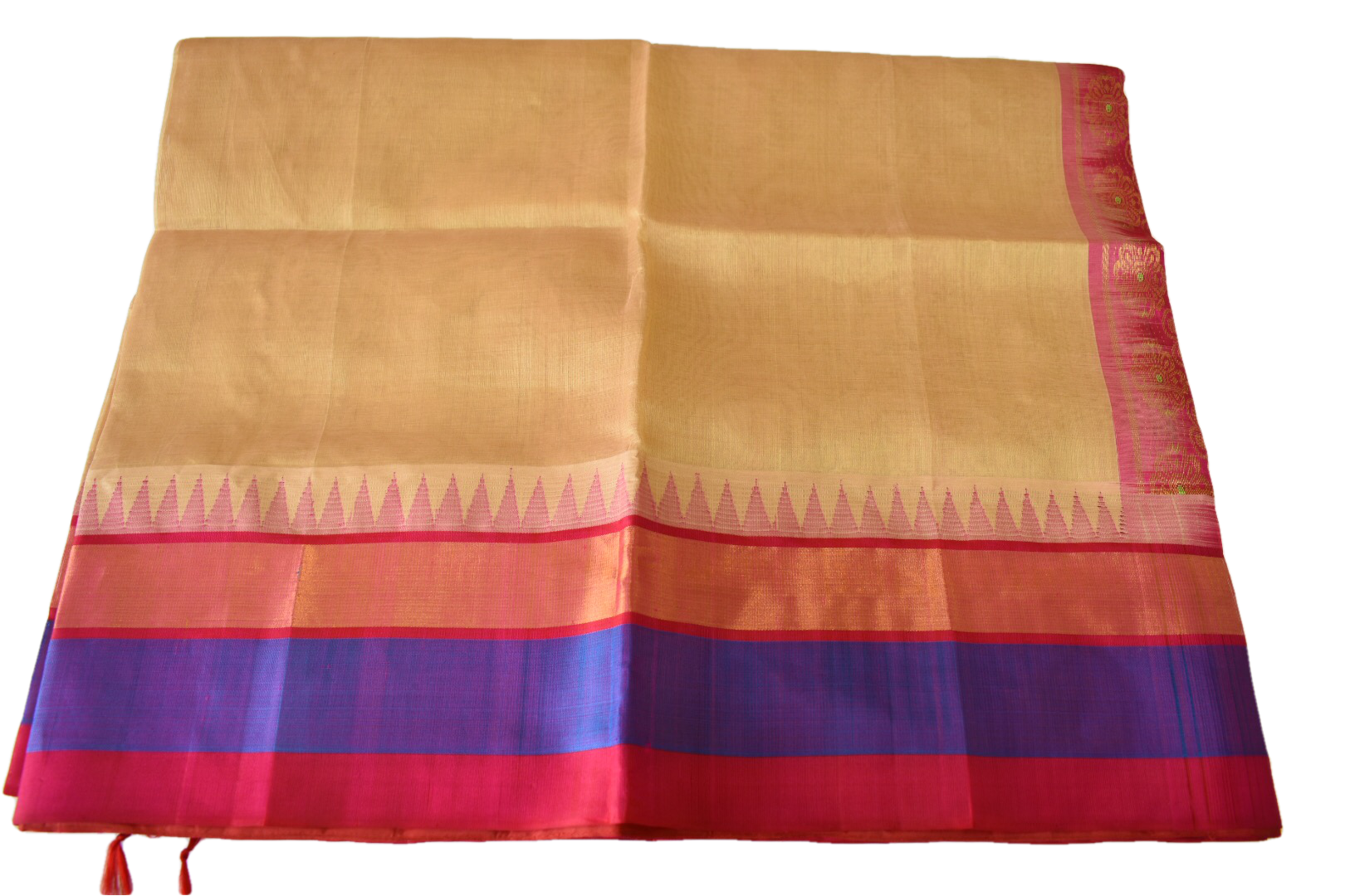 Sandalwood Brown Color - Silk Cotton Saree - Silk Zari Thread Work
