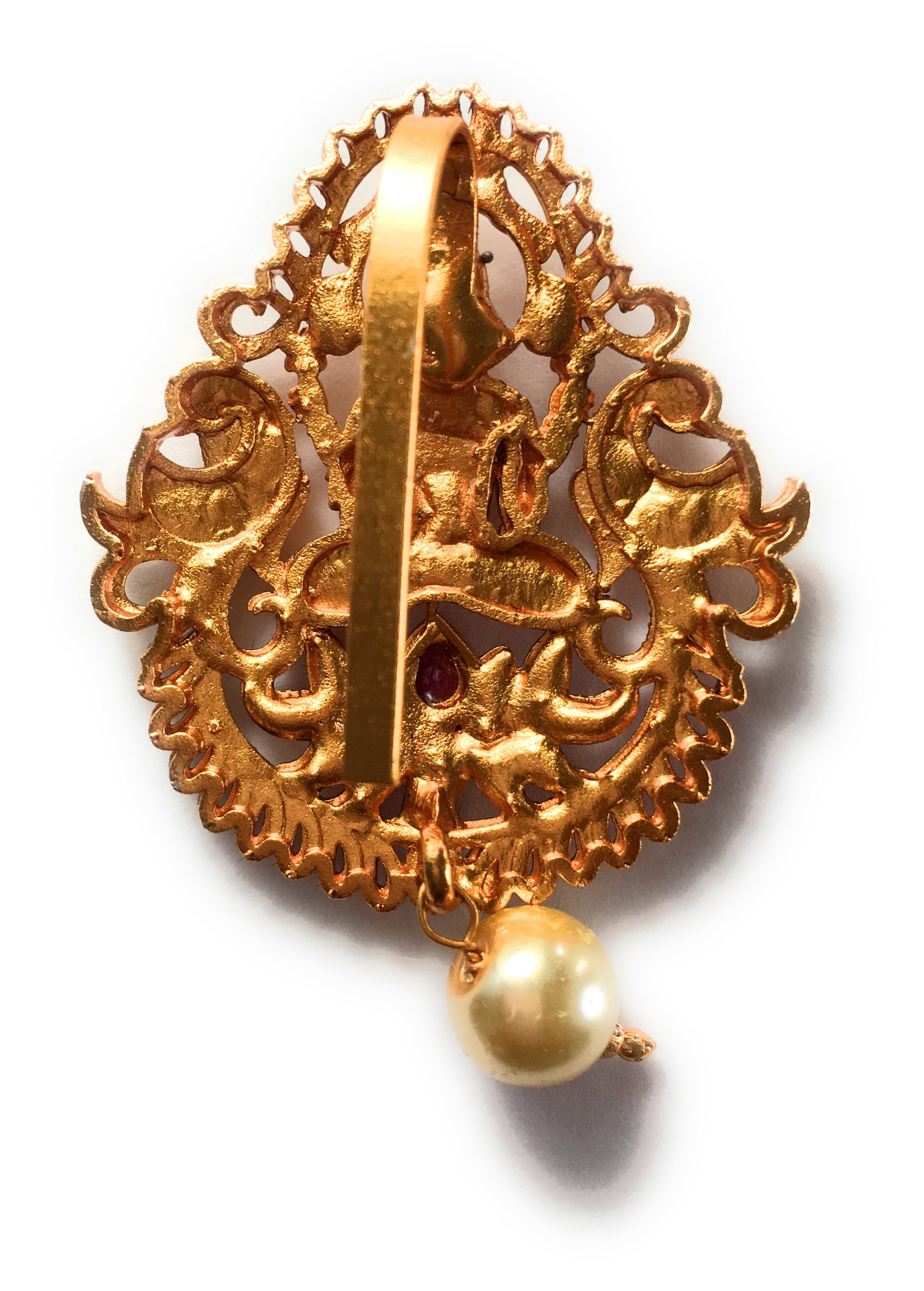 Goddess Lakshmi - Temple Jewelry - Hair Clip - Jewel Stone Studded