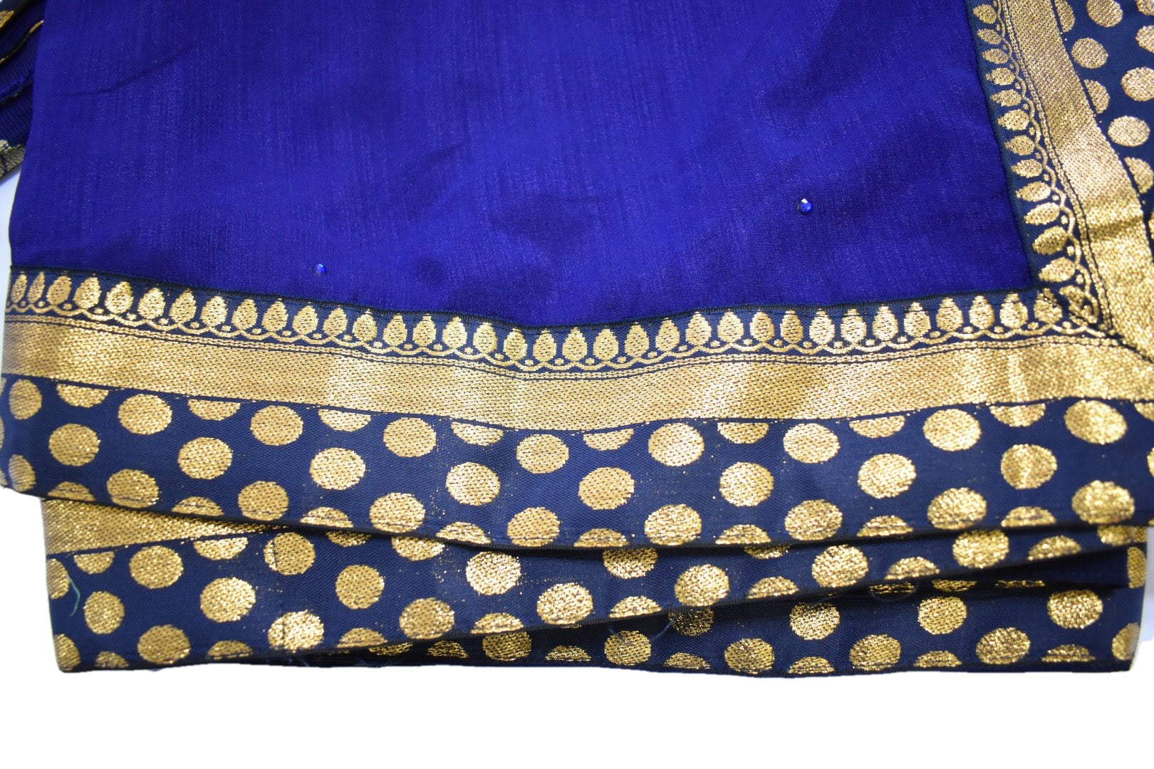 Navy Blue Color - Semi Georgette Saree - Shiny Silk Brocade Border