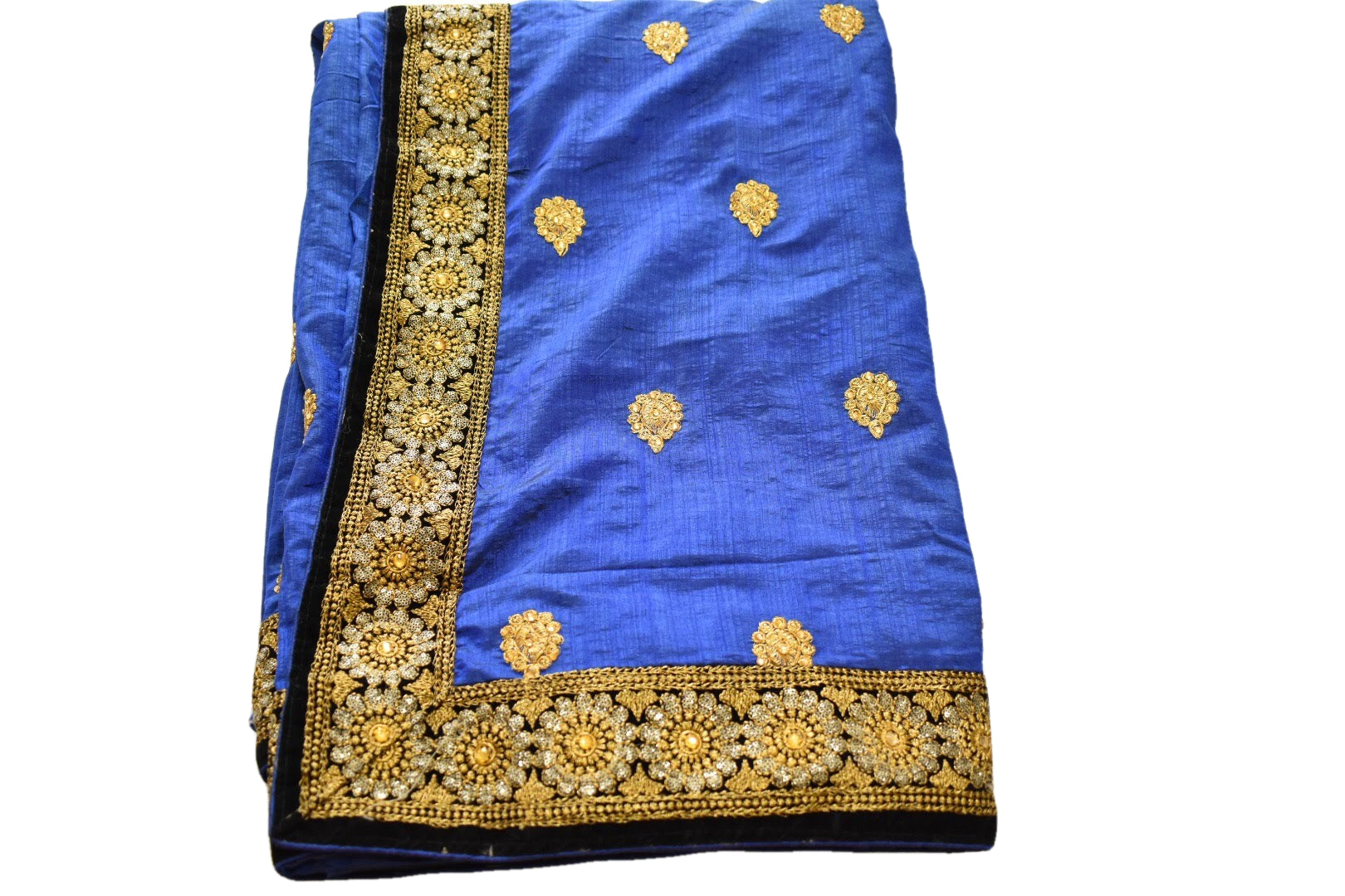 Royal Blue Color - Semi Silk Saree , Gold Silver Zari Embroidered, Rich Sequin Design