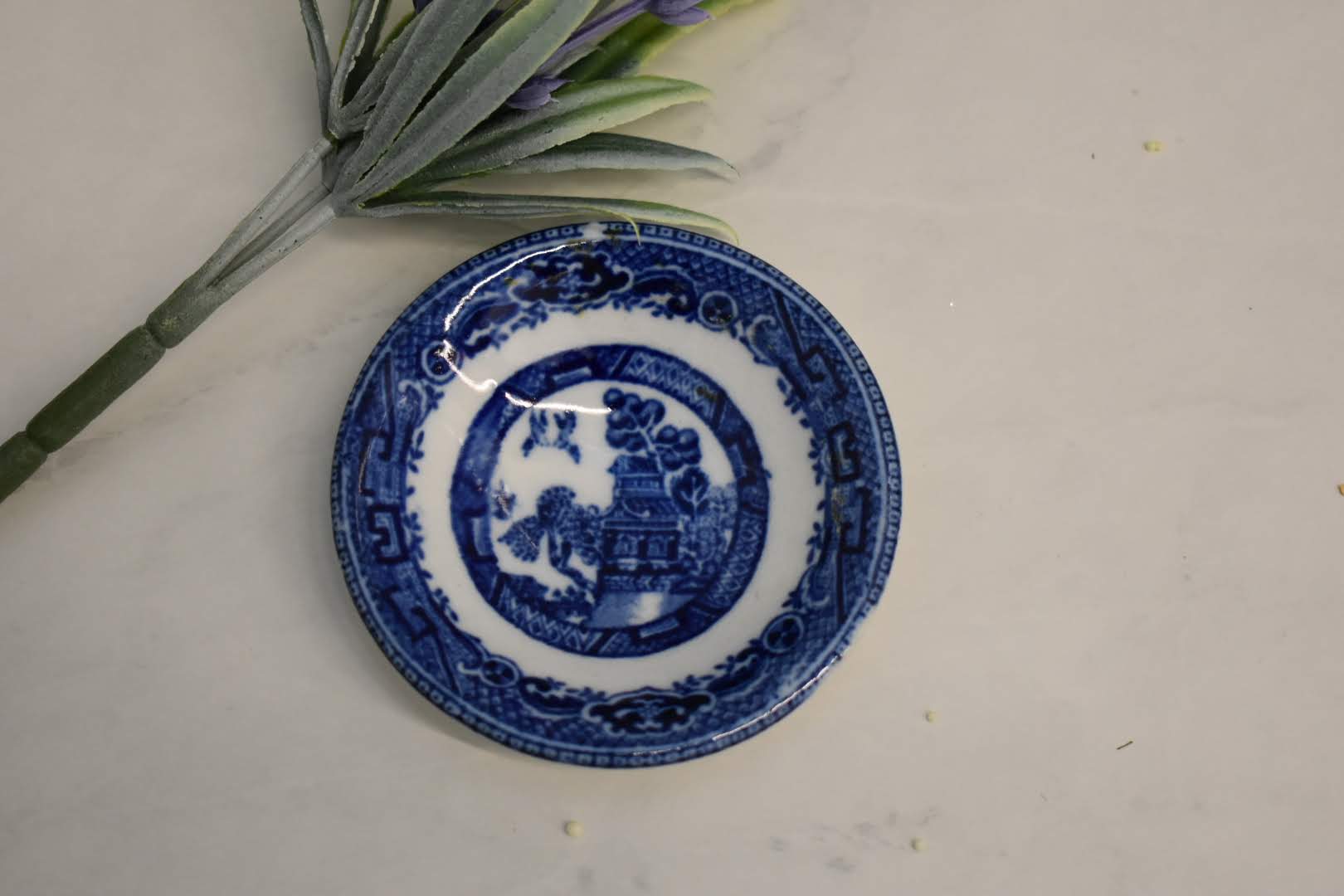 Oriental Blue White Floral Design - Home Décor - Mini Plate Vintage