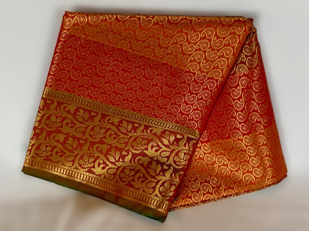 Amazon.com: Indian Selections - Violet Red Art Silk Saree Sari Fabric India  Golden Border : Clothing, Shoes & Jewelry